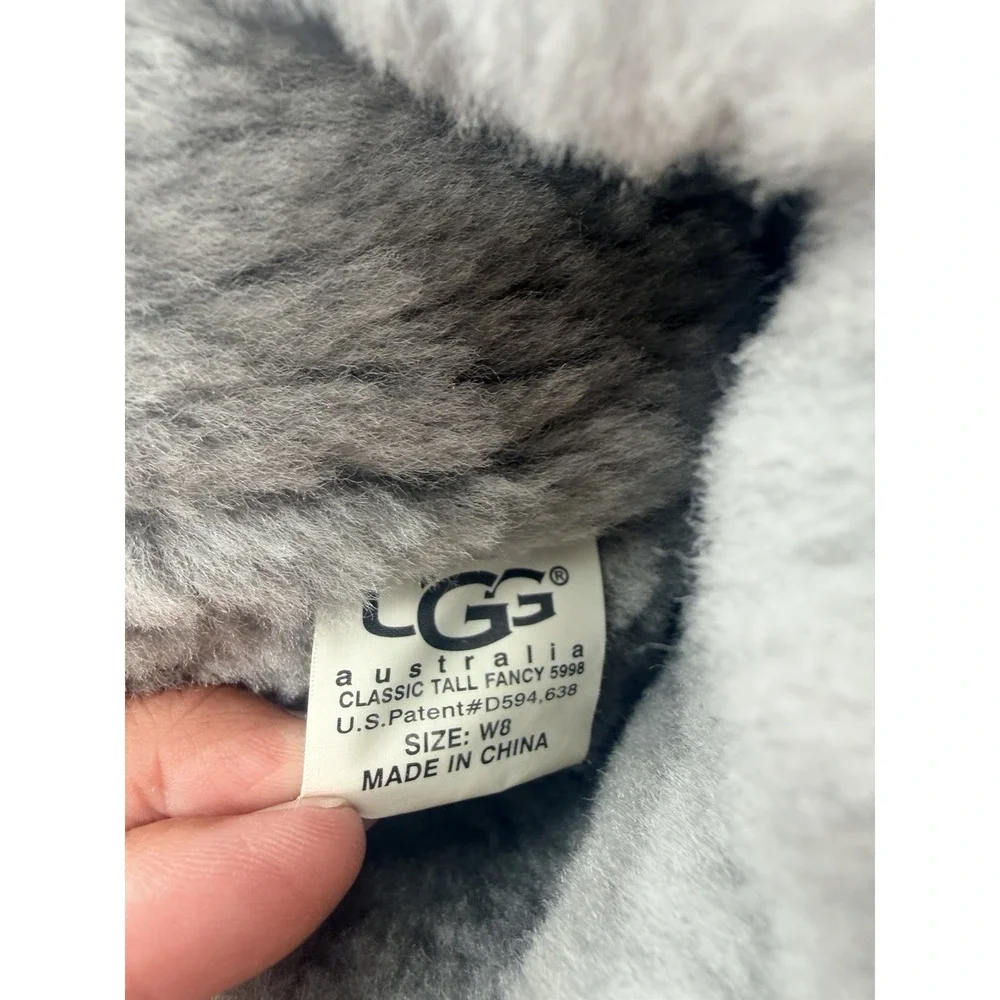 UGG Australia Women's Classic Tall Boots Gray Suede Sheepskin Winter Size 8W